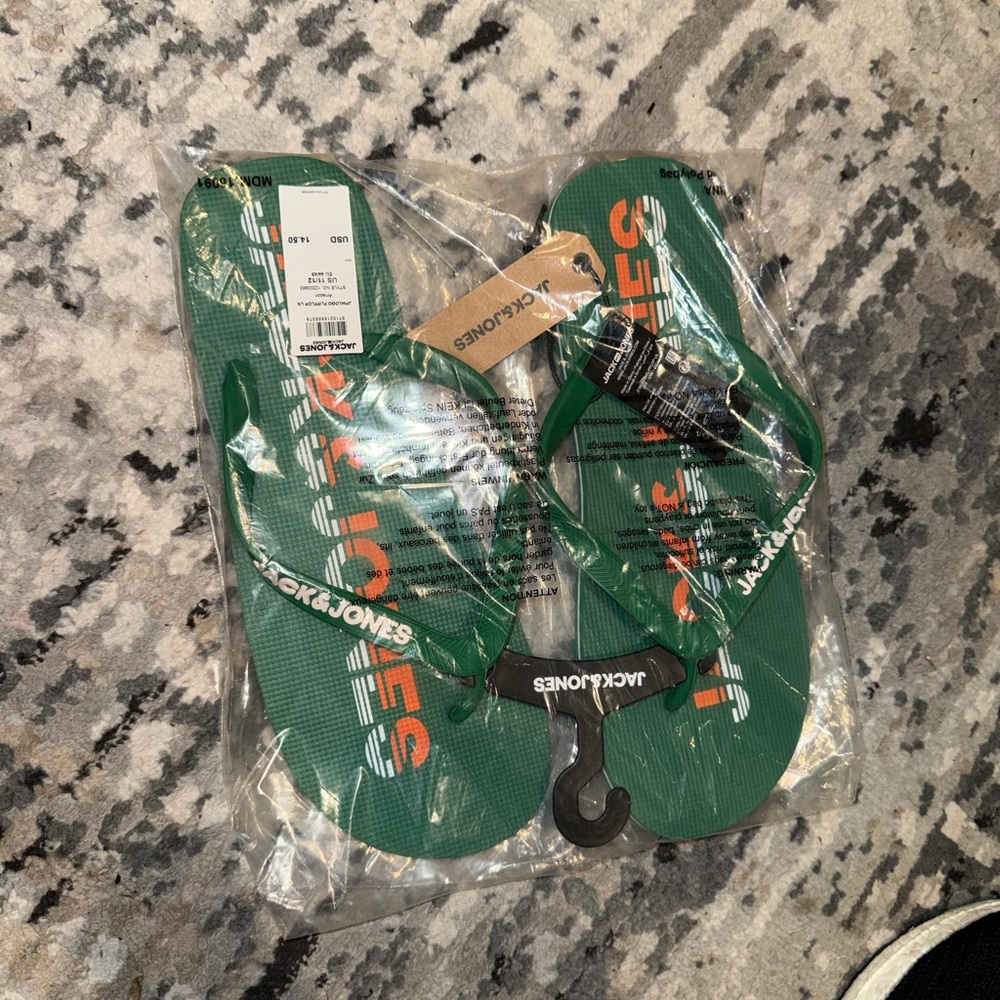 Jack & Jones Green Flip Flops size 11 12